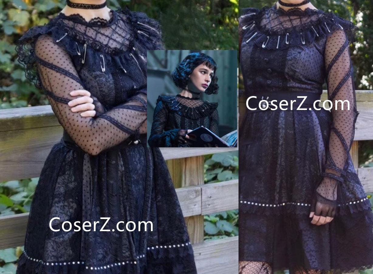 Lydia Deetz Black Dress Musical Costume Cosplay Black Outfits – CoserZ