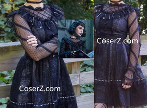 Lydia Deetz Black Dress Musical Costume Cosplay Black Outfits