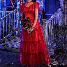 Lydia Deetz Dress, Lydia Deetz Red Dress Costume with Red Veil