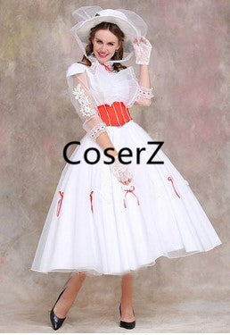 Mary Poppins Costume with Red Satin Mary dress