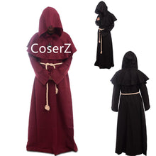 Medieval Friar Costume Vintage Renaissance Priest Monk Cowl Robes Cosplay Outfits with Cross Necklace