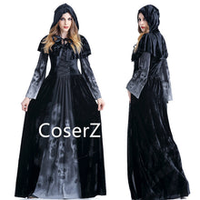 Women Medieval Renaissance Witch Gothic Queen of Vampire Black Dress Cosplay Costume