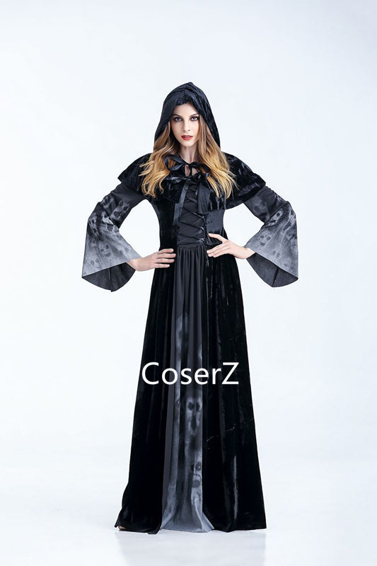 Women Medieval Renaissance Witch Gothic Queen of Vampire Black Dress C CoserZ Women Medieval Renaissance Witch Gothic Queen of Vampire Black Dress C CoserZ
