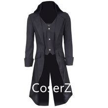 Mens Victorian Cosplay Costume Gothic Tailcoat Jacket Steampunk Trench Coat