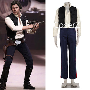 Movie Star Wars Cosplay Costume, Han Solo Costume Halloween Costume with Pants Shirt Vest