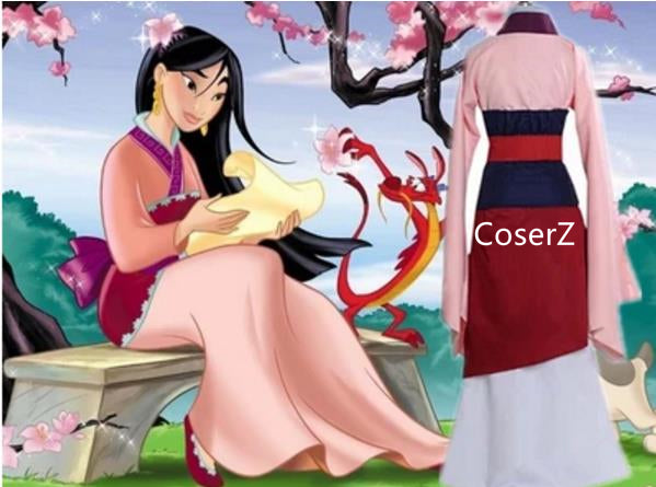 mulan pink dress costume Princess Hua Mulan Dress Hua Mulan Pink Dress Satin Cosplay Costume