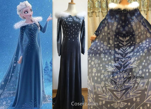 Olaf's Frozen Adventure Elsa Dress + Long Cape 200cm - Olaf's Frozen Adventure Costumes