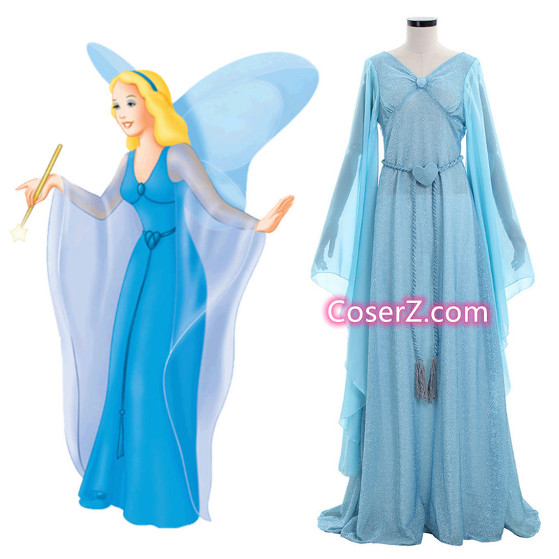 Pinocchio Blue Fairy Costume for women Blue Fairy Dress with Headband CoserZ Pinocchio Blue Fairy Costume for women Blue Fairy Dress with Headband CoserZ