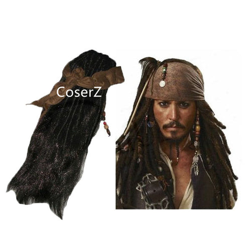 Pirates Caribbean Jack Sparrow Cosplay Wig Costume Accessories Wig Beards Sets