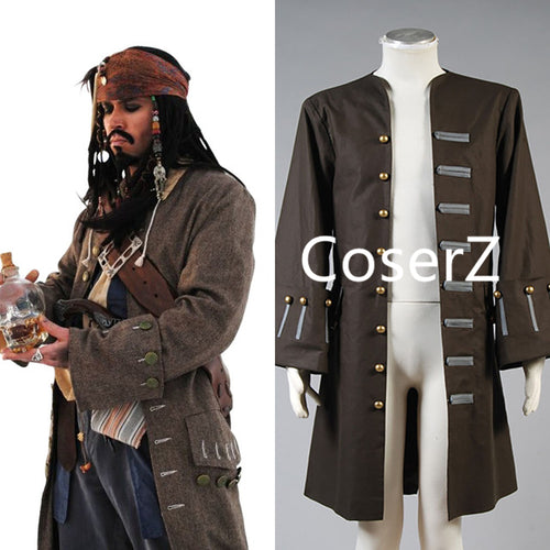 Custom Pirates Of The Caribbean Cosplay Costume Jack Sparrow Costume Jacket/Coat Only