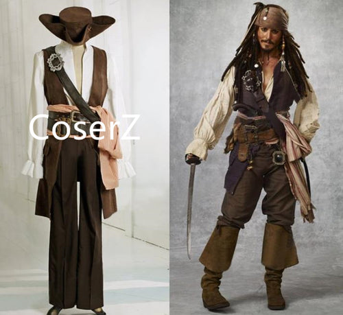 Pirates of the Caribbean Captain Jack Sparrow Cosplay Costume
