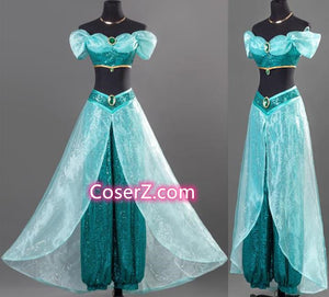 Princess Jasmine Costume Cosplay Outfits for Adults from Aladdin