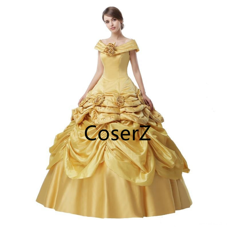 belle yellow quince dress Custom Princess Belle Dress Off the Shoulders Ball Gown Quinceanera Dr –  CoserZ
