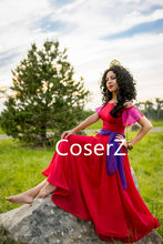 Esmeralda Dress in Red, Princess Esmeralda Red Dress Costume Topsy Turvy Dress for Adults Kids