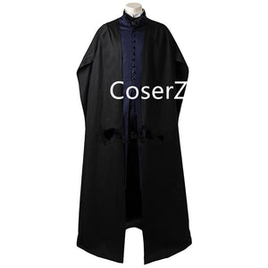 Custom Professor Severus Snape Cosplay Costume Cloak Black Robe Adult