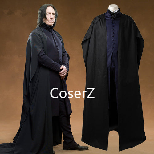 Custom Professor Severus Snape Cosplay Costume Cloak Black Robe Adult