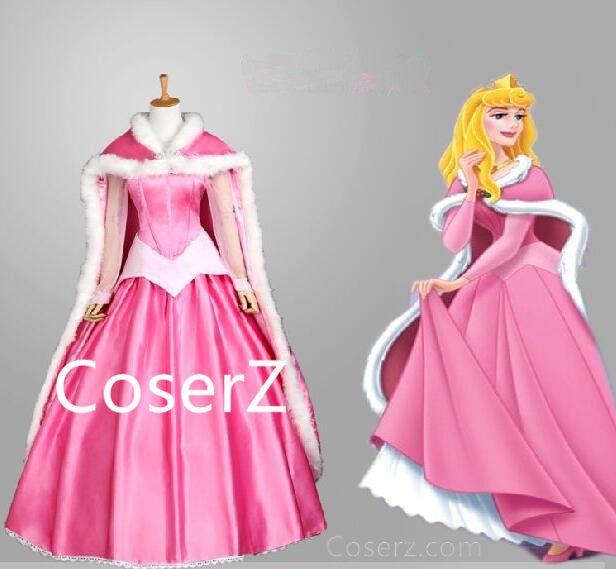 Custom Sleeping Beauty Princess Aurora Dress Cosplay Costume With Cape