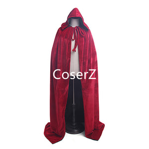 Red Hood Cloak Long Red Cloak For Adult Wizard Witch Medieval Robe Halloween Cosplay Costume
