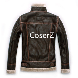 Resident Evil 4 Leon Kennedy Leather Jacket Cosplay Costume Faux Fur Coat for Men