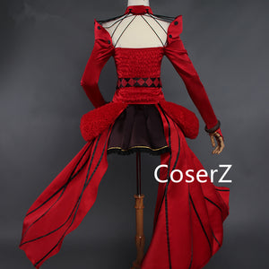 Rin Tohsaka Cosplay Costume, Fate Grand Order Formal Craft Red Dress Rin Tohsaka Costume