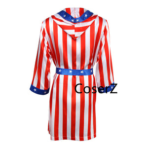 Rocky Balboa Apollo Movie Boxing American Flag Cosplay Shorts Robe Boxing Costume Robe and Shorts