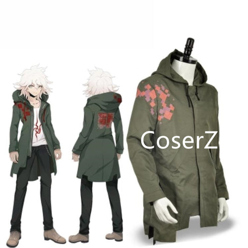Super Danganronpa 2  Cosplay Costume Nagito Komaeda Nagito Army Green Jacket Only