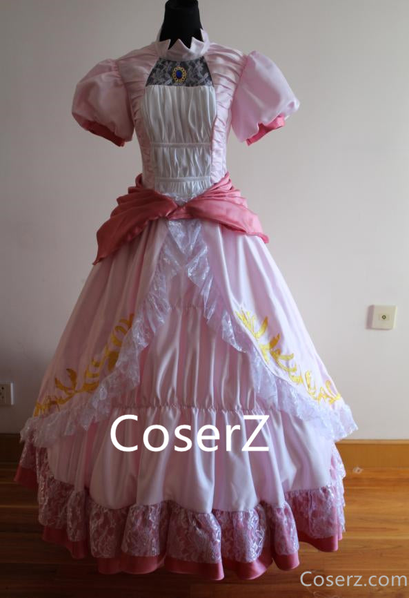 strapless open back dress Super Bros Princess Peach Dress, Princess Peach Cosplay Costume – CoserZ