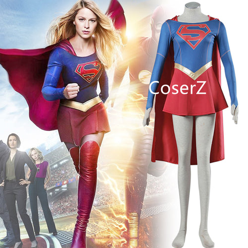 Supergirl Costume Superwoman Cosplay Dress Halloween Costume for Adult Plus Size