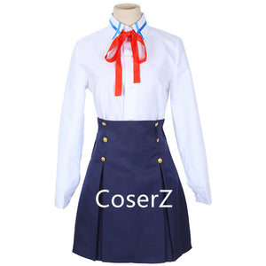 Sword Art Online SAO Yuuki Asuna Cosplay Costume School Uniform Coat Shirt Skirt