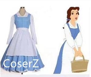 Custom-made Belle Blue Maid Dress, Princess Belle Blue Dress Costume