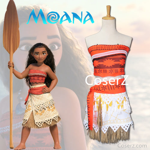 Kids Moana Dress, Moana Costume, Moana Cosplay Halloween Costume for Girls