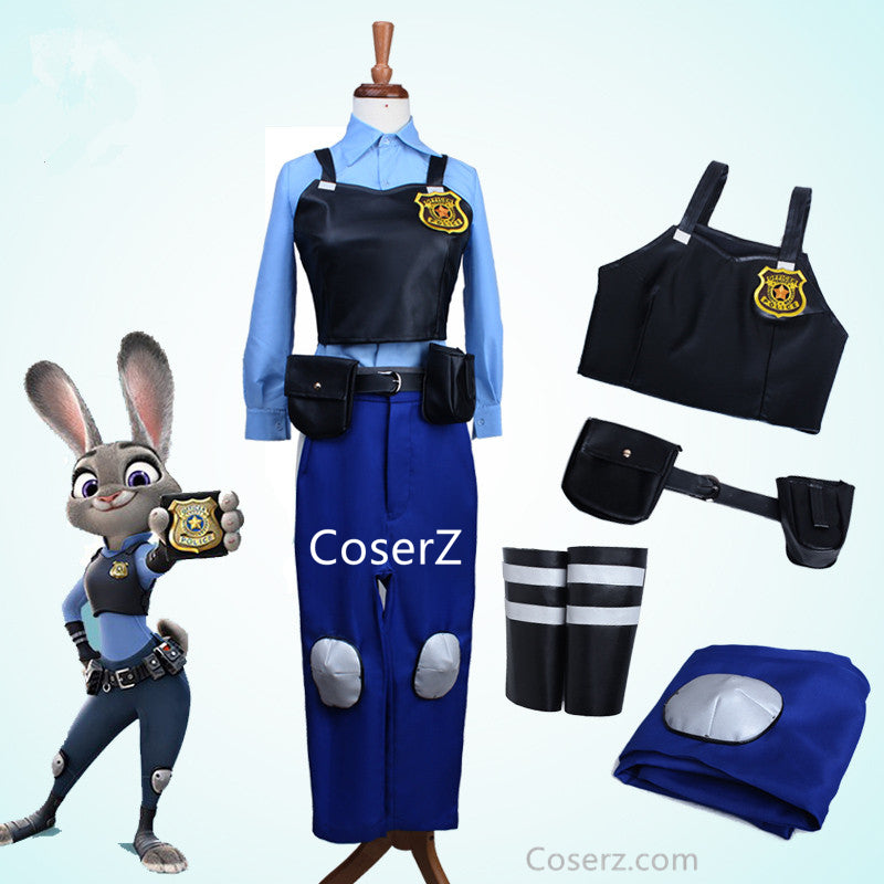 Zootopia Rabbit Bunny Officer Judy Hopps Costume Uniform Outfit