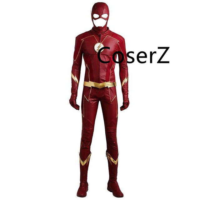 The Flash Season 4 Barry Allen Cosplay Costume, Jacket Pants Mask Boots Custom For Halloween