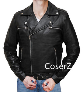 The Walking Dead 7 Cosplay Costume Negan Black Leather Jacket