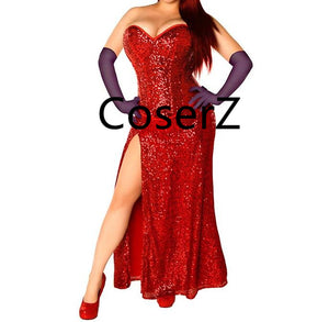 Who Framed Roger Rabbit Jessica Cosplay Costume Jessica Dress with gloves