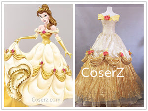 Custom Belle Dress, Beauty and the Beast Belle Cosplay Costume Halloween Costume