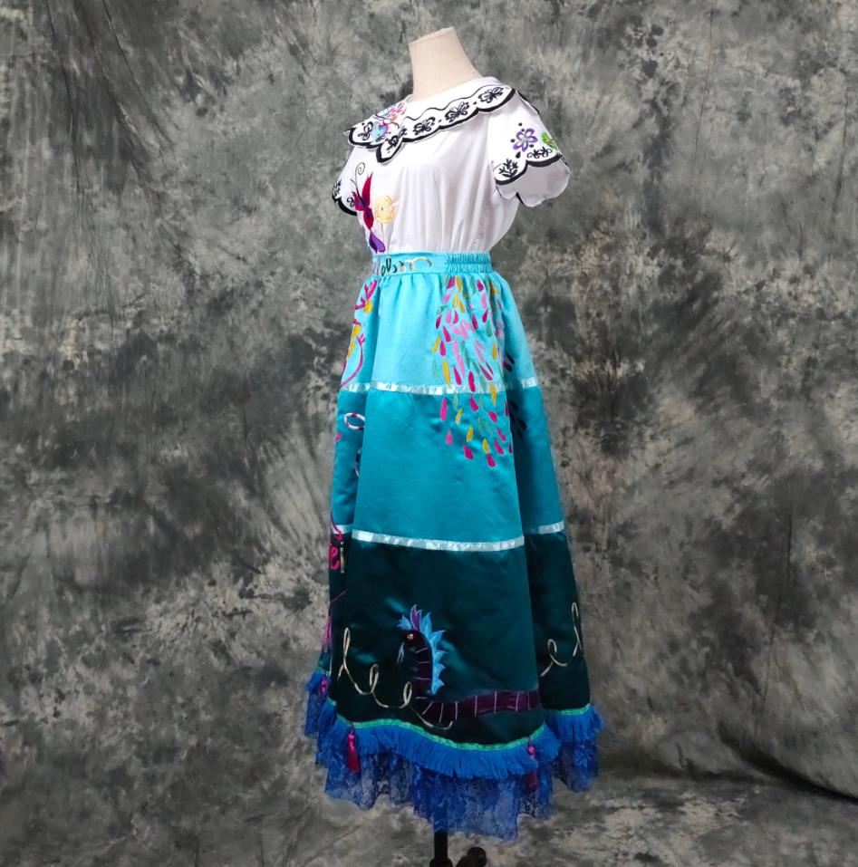 Encanto Mirabel Costume - Embroidered Adult Mirabel Dress with Bag Emb CoserZ Encanto Mirabel Costume - Embroidered Adult Mirabel Dress with Bag Emb CoserZ