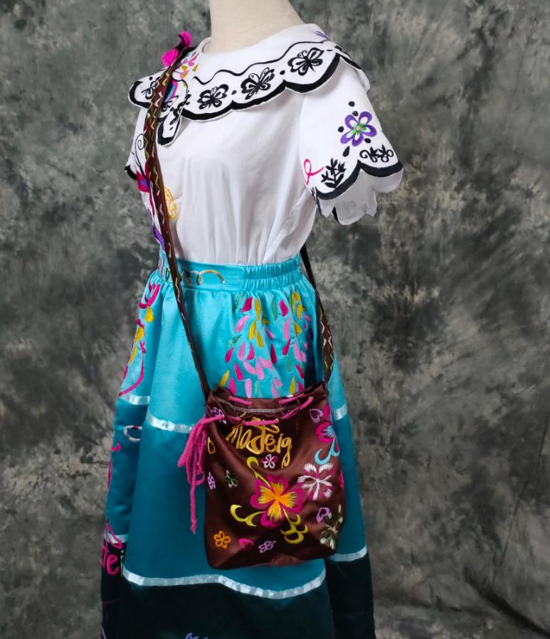 Encanto Mirabel Costume - Embroidered Adult Mirabel Dress with Bag